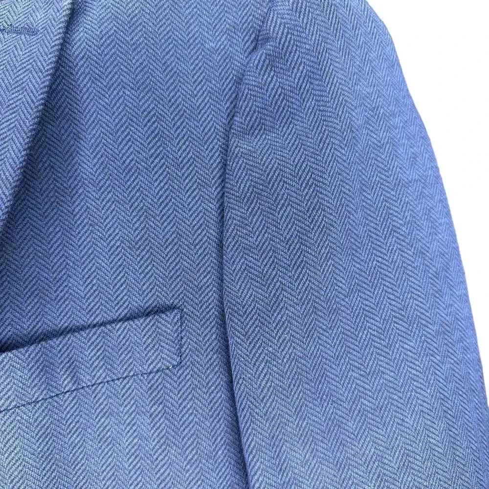 Izod 44L blue herringbone tweed men's‎ 2 button classic fit blazer sports coat